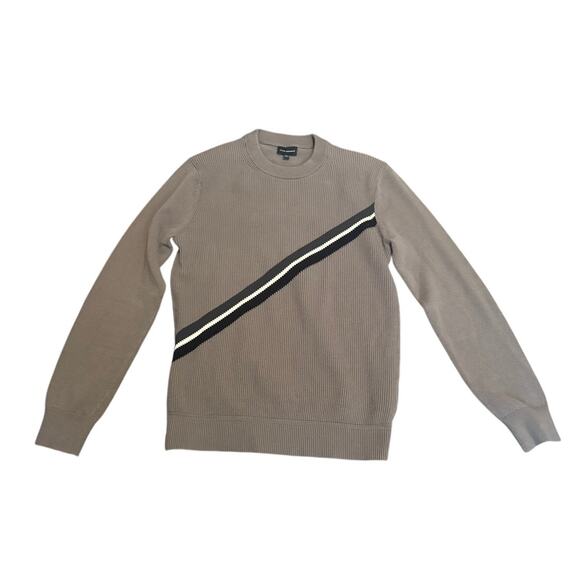 Club Monaco Diagonal Stripe Crewneck Sweater Taupe Gray Size Small – GQ Feature - Picture 1 of 6